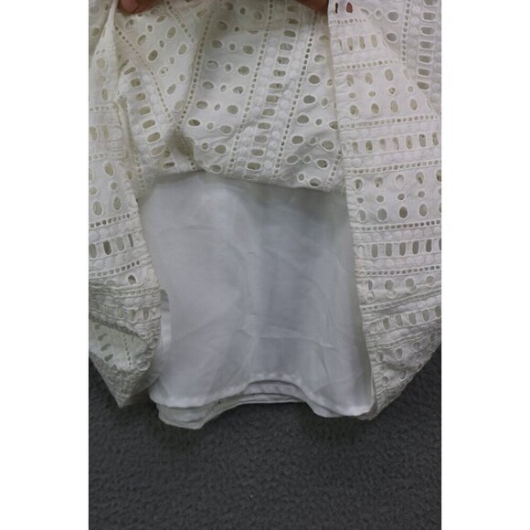 Madewell White Eyelet Dress-Size 4-Sleeveless-Lined-Pockets-Back Zip - Picture 2 of 10